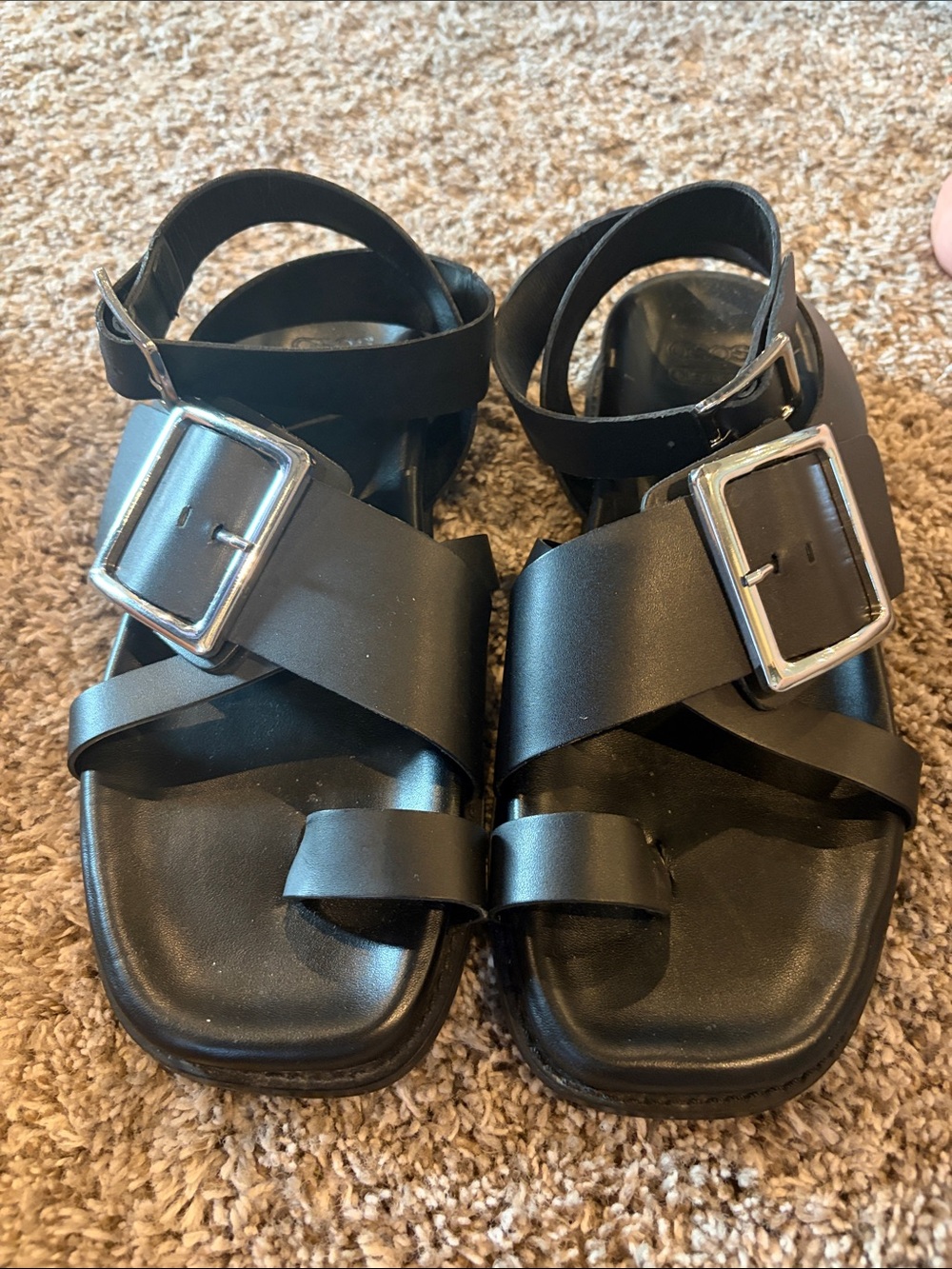 Asos Black Buckle Strap Sandals